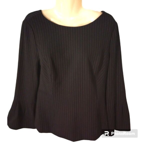 Etcetera viscose pin striped bell sleeve top with back zipper closure - Picture 1 of 11